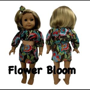 18” Doll Clothes- Crop Top, Skirt, PLUS a Matching Scrunchie For Doll and You